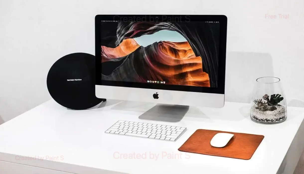 an image of Apple iMac M1 stand on table