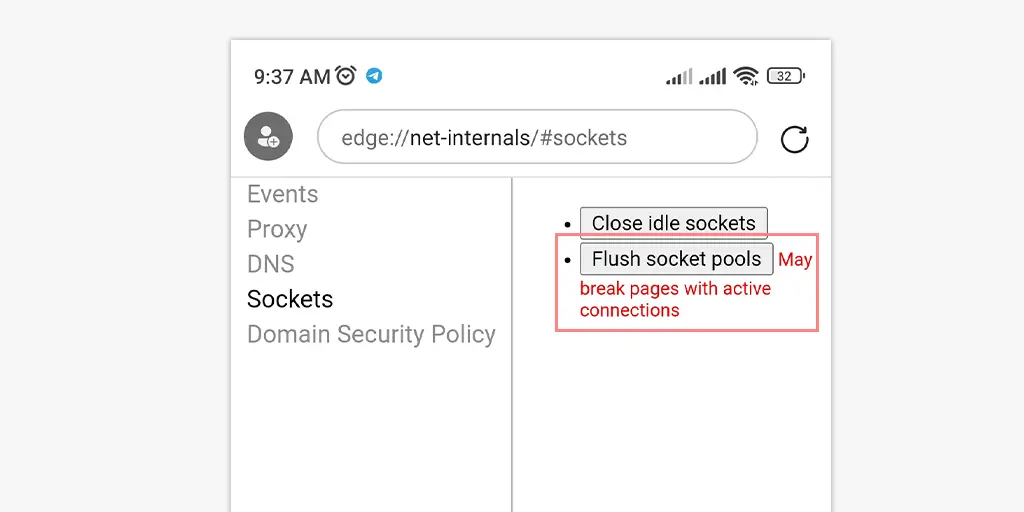 chrome://net-internals/#sockets