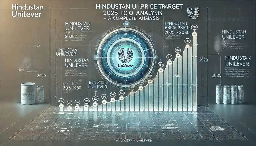 Isometric infographic visualizing Hindustan Unilever price target analysis from 2025 to 2030, with charts, graphs, and timelines.