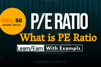 Illustration showing the calculation of the P/E ratio with an example