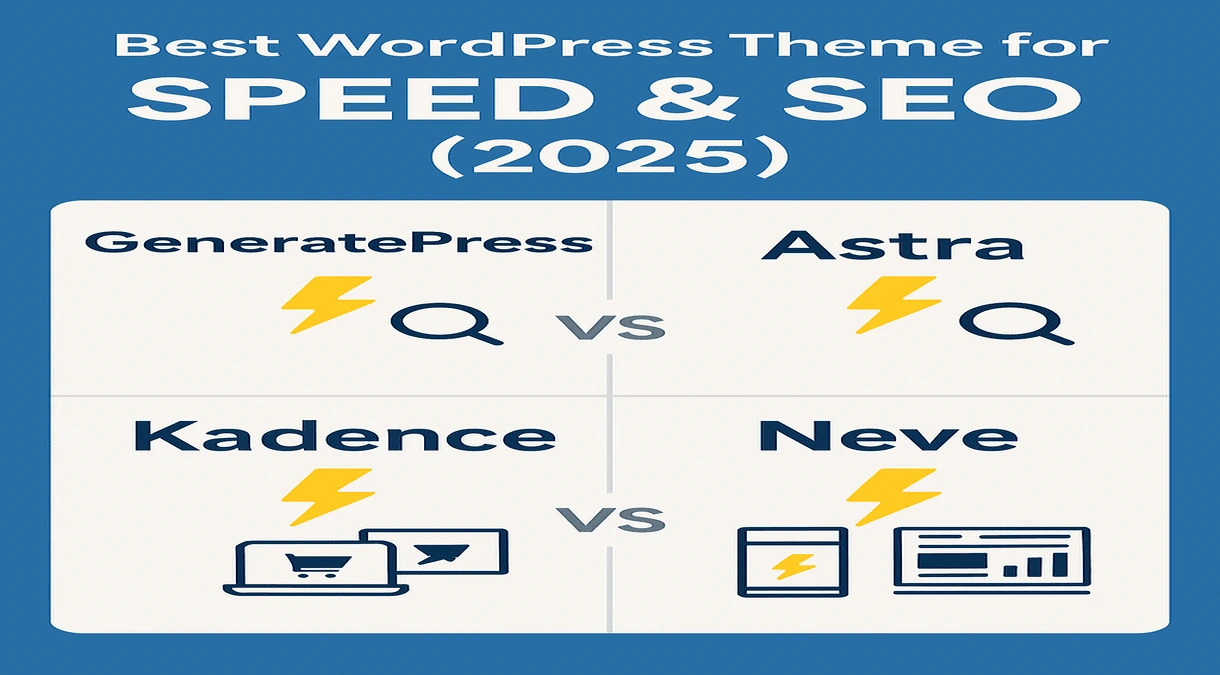 Comparison of GeneratePress, Astra, Kadence, and Neve WordPress themes for speed and SEO in 2025