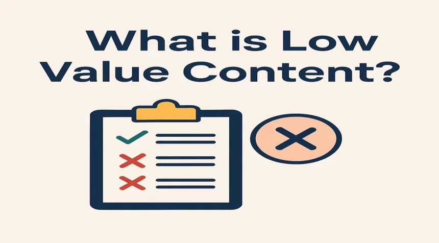 This infographic explains what low value content is in Google AdSense and provides clear solutions to avoid rejection, including writing unique articles, long-form content, proper formatting, and niche-focused blogging.